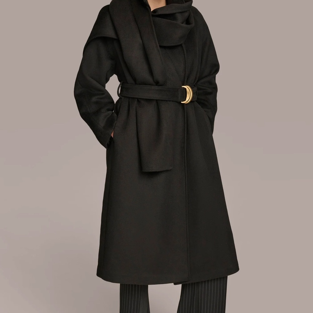Donna Karan Black Belted Coat